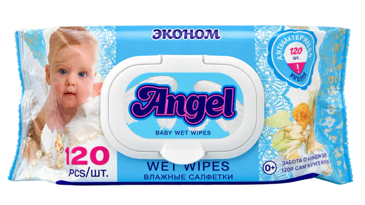 Упаковка влажных салфеток Angel Голубые, 120 шт.