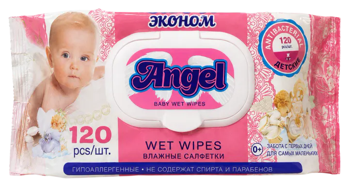 Упаковка влажных салфеток Angel Розовые, 120 шт.