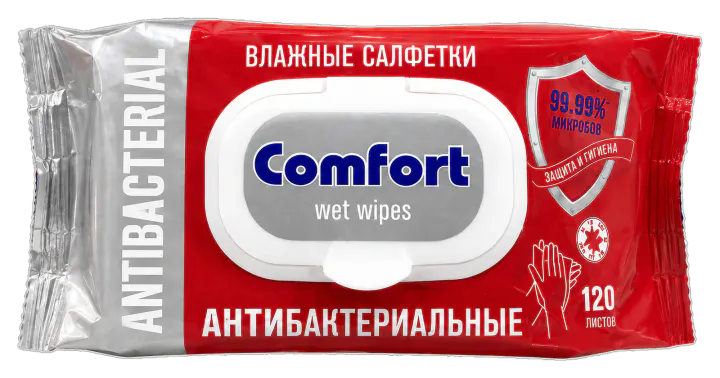 Упаковка влажных салфеток Антибактериальные красные, 120 шт.