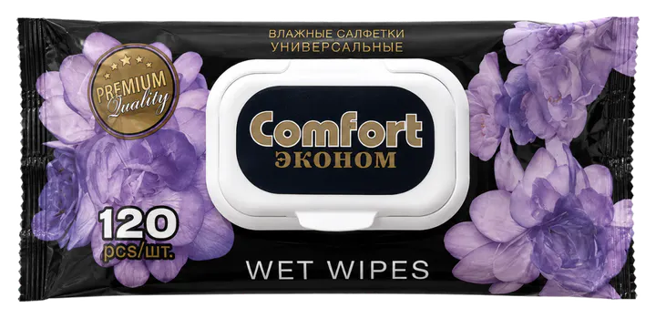 Упаковка влажных салфеток Цветы фиолетовые, 120 шт.