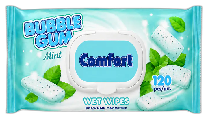 Упаковка влажных салфеток Bubble Gum Mint, 120 шт.