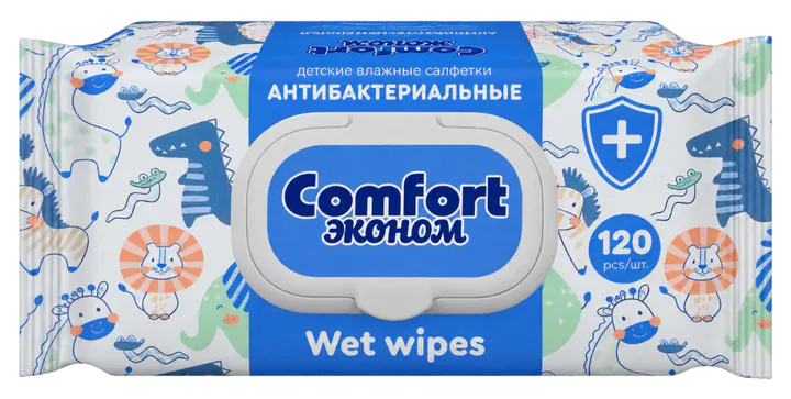Упаковка влажных салфеток Детские антибактериальные — Эконом, 120 шт.