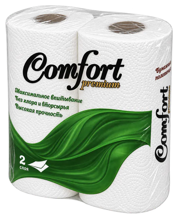 Бумажные полотенца Comfort Premium, упаковка из 2 рулонов